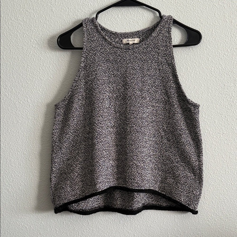Madewell Marled Knit Sleeveless Sweater Tank Black White Size Small
